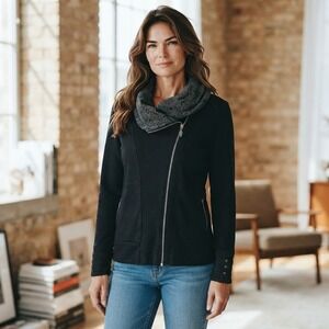 Nomads Hemp Wear Black Organic Cotton Hemp Asymmetrical Moto Jacket XL
